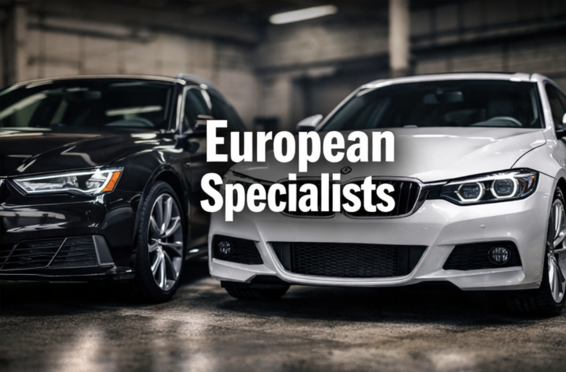 European vehicles in shop environment