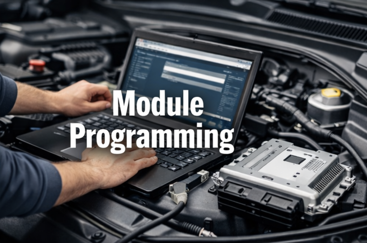 Module programming with laptop and control unit